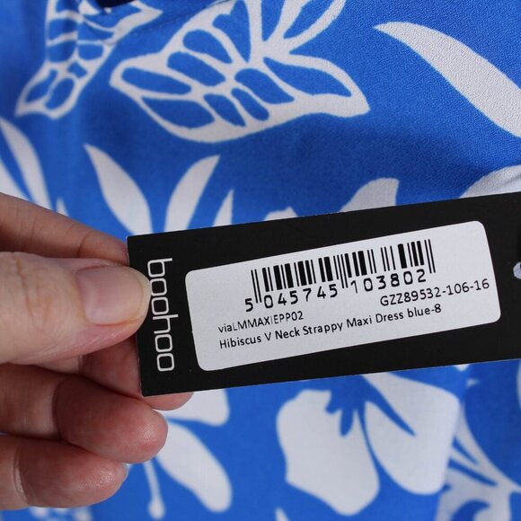 Boohoo Hibiscus V Neck Strappy Maxi Dress - NWT - Size 4 - Picture 4 of 6